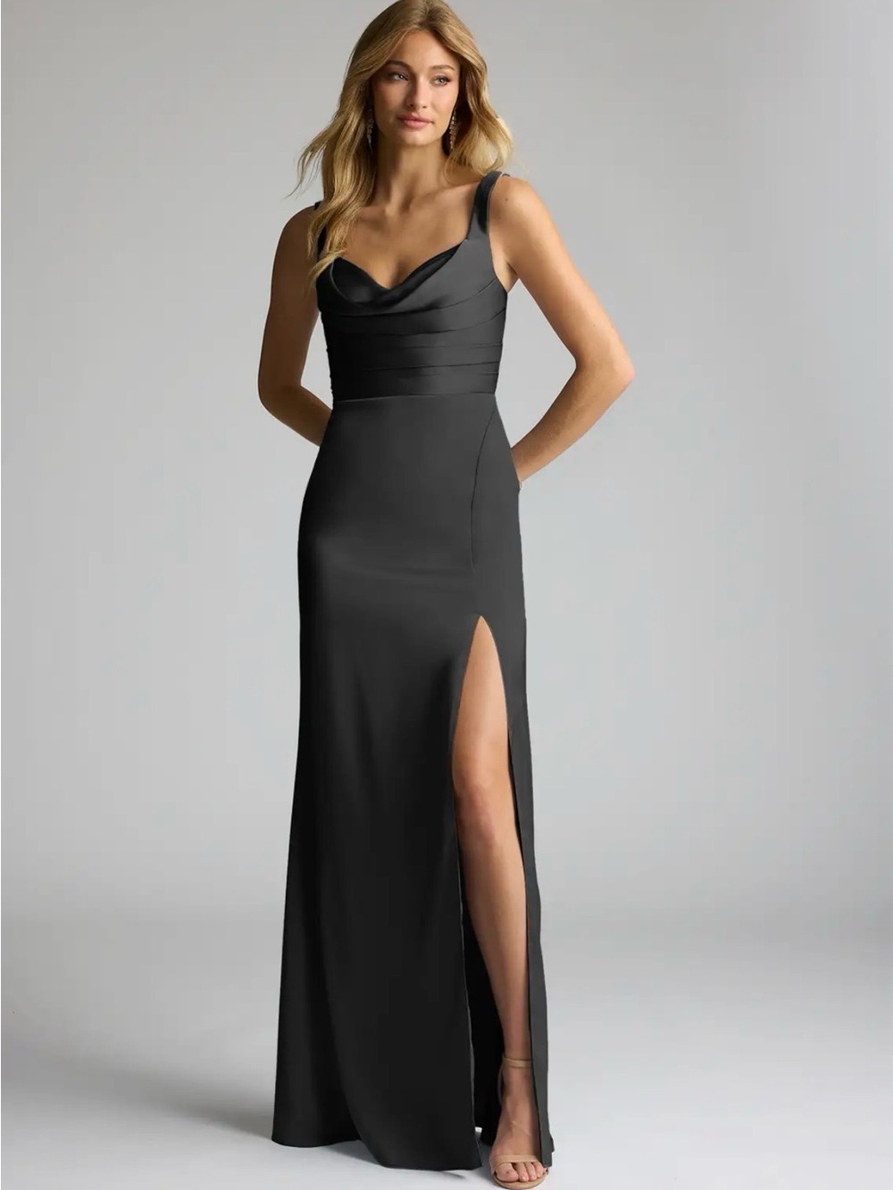 NWT Azazie Elida Black Bridesmaid Dress Black Size A2